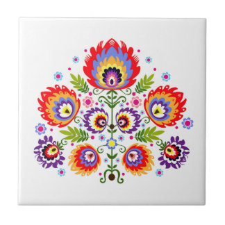 Keramiskt belägga med tegel med polska mönsterfolk kakelplatta