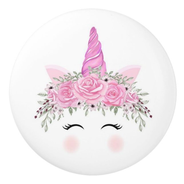Keramiskt kabinett Knob-Unicorn Ceramic Knob Knopp (Framsidan)