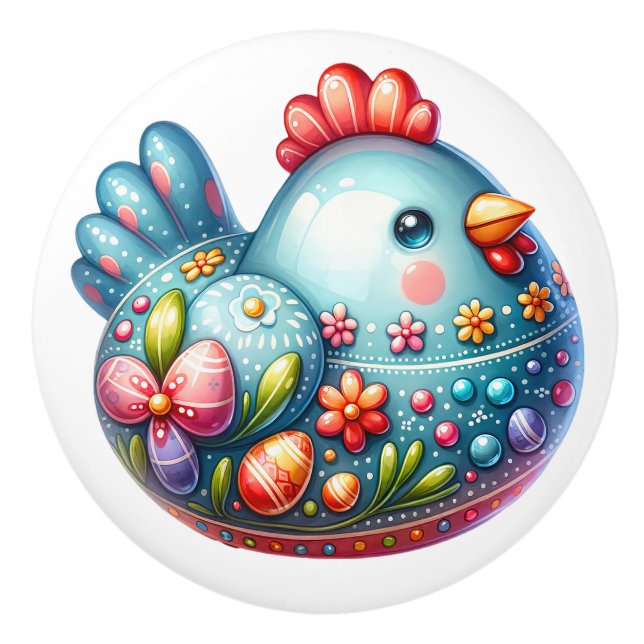 Keramiskt kycklingtema knopp (Framsidan)