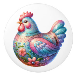 Keramiskt kycklingtema knopp