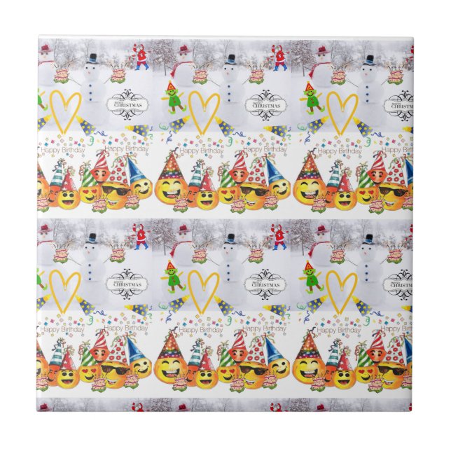 Keramiskt plattan God jul Grattis på födelsedagen Kakelplatta (Framsidan)