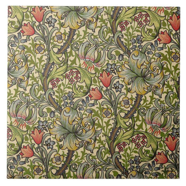 Keramiskt plattgods William Morris-design 023 Kakelplatta (Framsidan)
