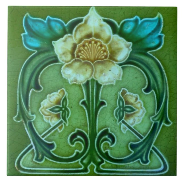 Keramiskt plattor - Art Nouveau Blommig Design Vin Kakelplatta (Framsidan)