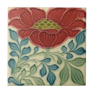 Keramiskt plattor - Art nouveau Blommigt - bränd r Kakelplatta