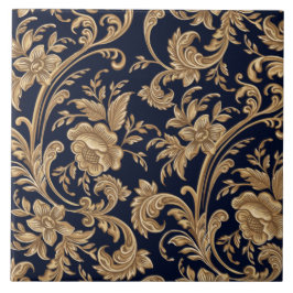 Keramiskt plattor - Blommigt Blue Beige Kakelplatta