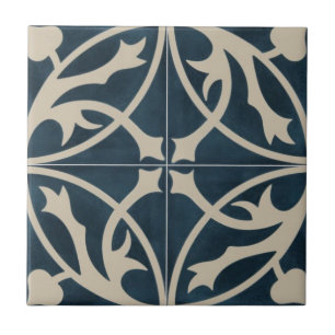 Keramiskt plattor - Blue & Ivory Löv Kakelplatta