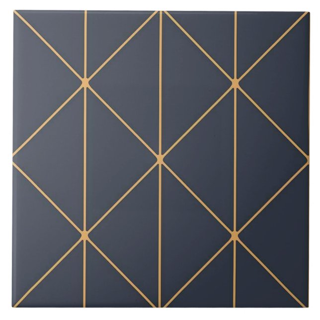 Keramiskt plattor - Geometric Guld och Blue Mönste Kakelplatta (Framsidan)