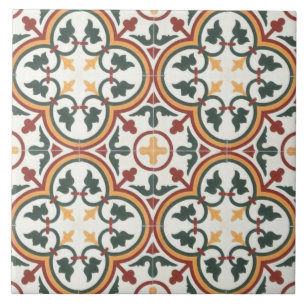 Keramiskt plattor - Grönt-tulpaner i Art nouveau Kakelplatta