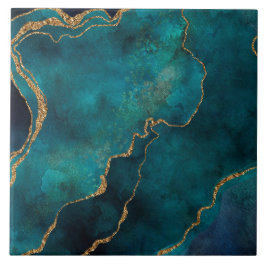 Keramiskt plattor - Guld Veins Marble Teal Kakelplatta