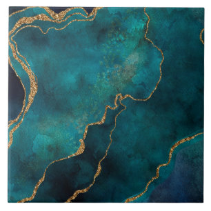 Keramiskt plattor - Guld Veins Marble Teal Kakelplatta