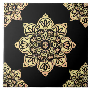 Keramiskt plattor, Gult Medallion Black Kakelplatta
