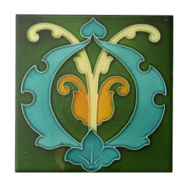 Keramiskt plattor - Gulten Foliage Art nouveau, bl Kakelplatta