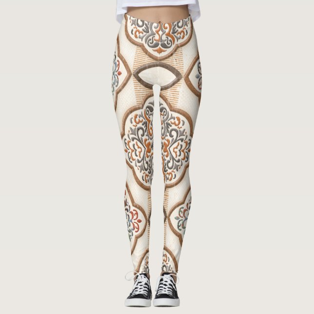 Keramiskt plattor: Konstnärliga väggdäck Leggings (Framsida)