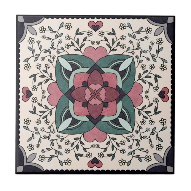 Keramiskt plattor, liten (4,25 x 4,25 tum) kakelplatta (Framsidan)