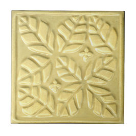 Keramiskt plattor med gult av Styliserat ovate Löv Kakelplatta