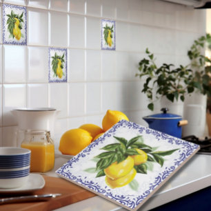 Keramiskt plattor med Lemons Blue Toile Kakelplatta