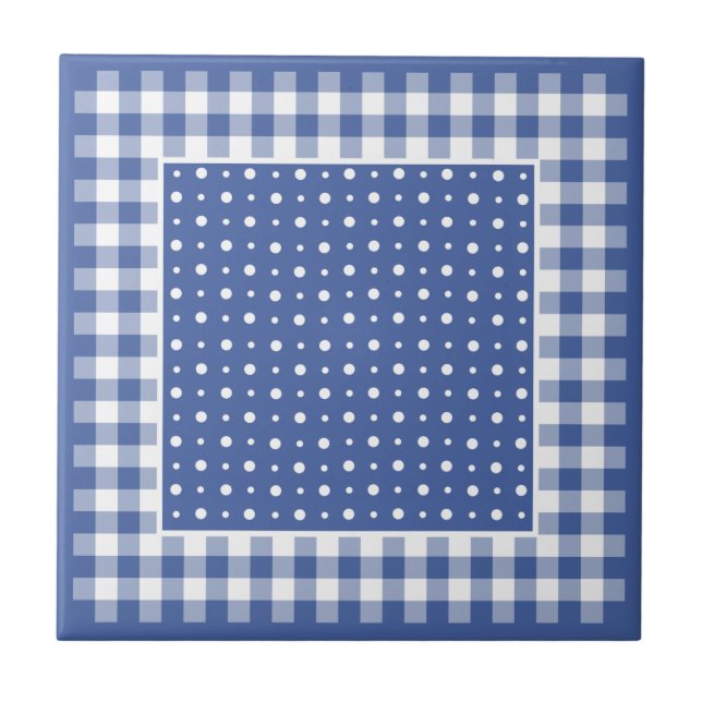 Keramiskt plattor, Mörk blått Polka dots och kontr Kakelplatta (Framsidan)
