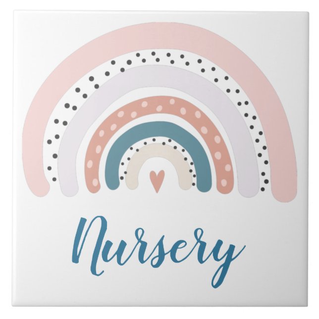 Keramiskt plattor - Nursery Modern Rainbow Polka d Kakelplatta (Framsidan)