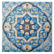 Keramiskt plattor - Persian Stil White Blue Beige