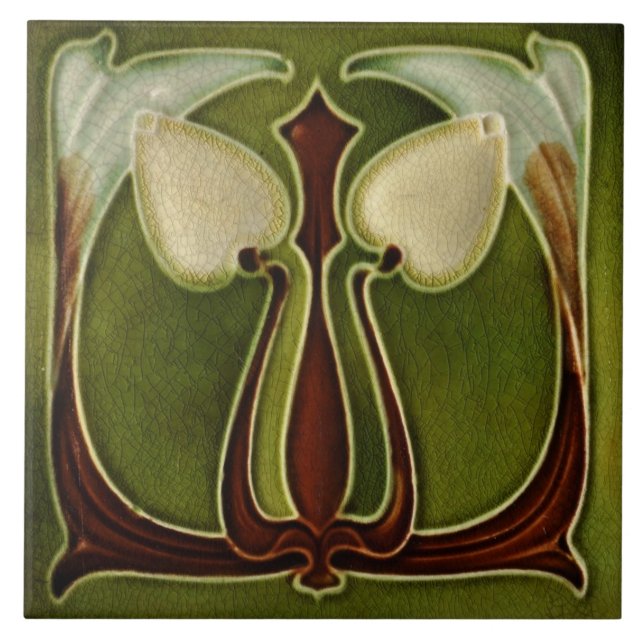 Keramiskt plattor - Reproduction Art nouveau Tulip Kakelplatta (Framsidan)
