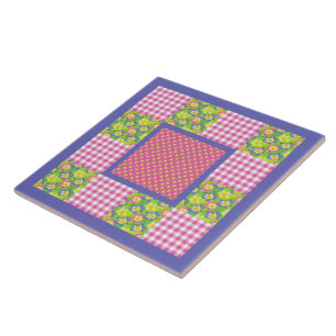 Keramiskt plattor: Rosa: Primroses, Polka dots, Gi Kakelplatta