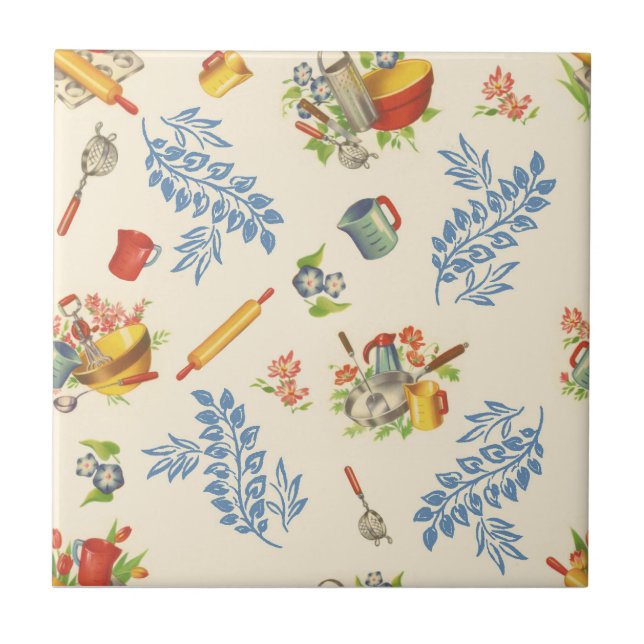 Keramiskt plattor, Small-LYCKLIG KITCHEN-BLUE Kakelplatta (Framsidan)