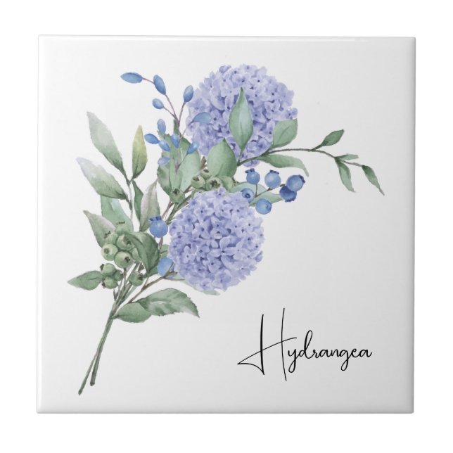 Keramiskt plattor/trivet-Blommigt Hydrangea Kakelplatta (Framsidan)