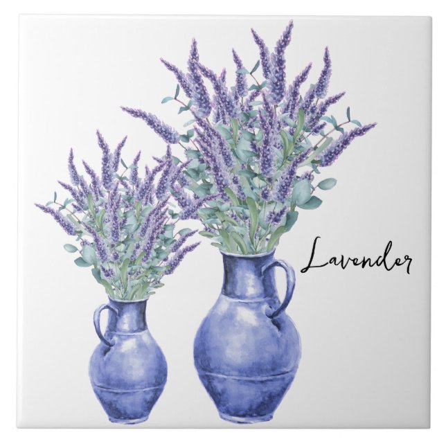 Keramiskt plattor/trivet-Blommigt Lavender Kakelplatta (Framsidan)
