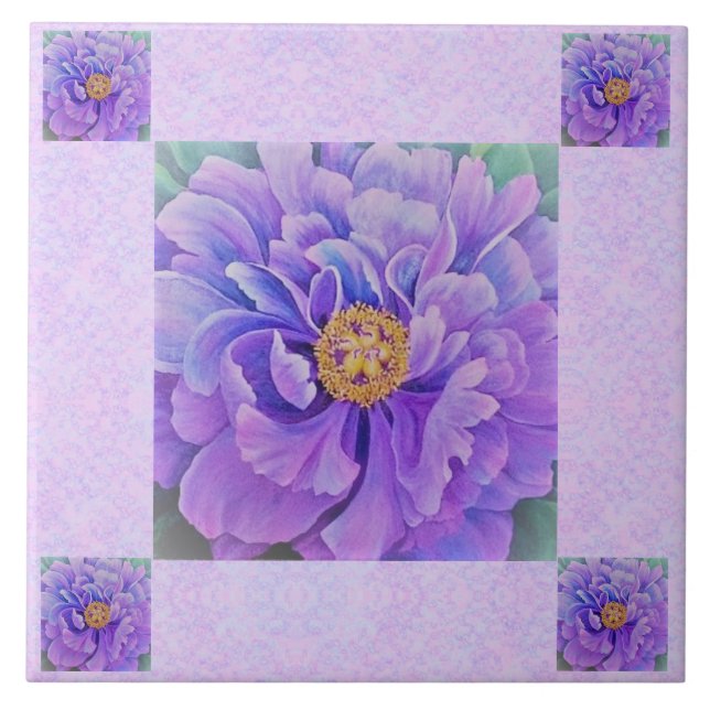 Keramiskt plattor / Trivet - Lavender Peonie Kakelplatta (Framsidan)