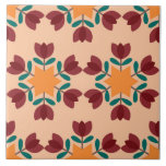 Keramiskt plattstål för Blommigt - 6"x6" Kakelplatta<br><div class="desc">För in värme och arv i ditt rum med denna 6-tums x 6-tums keramiska bricka, med en rustik blommigt och stjärna mönster designad av Ipsita Roy. Den här plattan inspireras av traditionell folkkonst och jorda paletter i färg, och visar maronbaserade blommigtar som blommar runt geometriska stjärnor i orangen, med lugnande...</div>