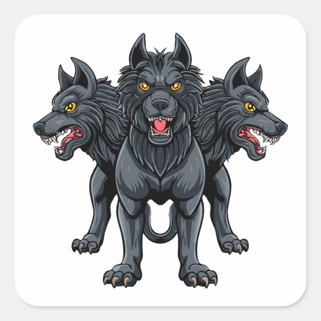 Kerberos Fyrkantigt Klistermärke (Framsida)