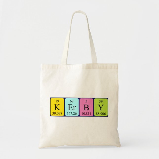 Kerby periodiskt återkommande bord namn-totepåse tygkasse (Framsidan)