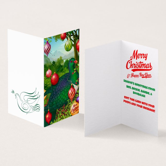 Kereru med julkort för prydnader kort (In- och utsida)