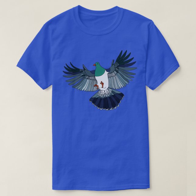 Kereru på retro rand t shirt (Design framsida)