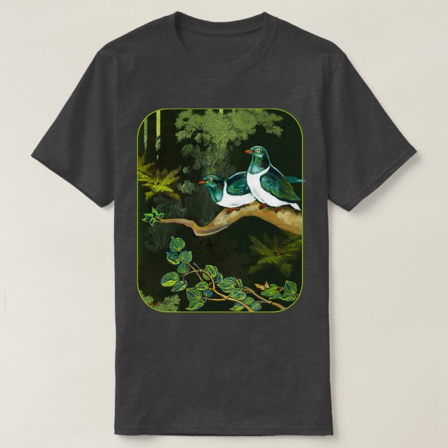 Kereru Pigeons in Forest T Shirt (Design framsida)