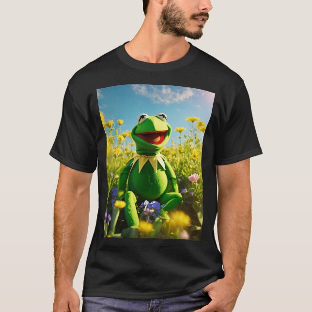 Kermit grodan, lycklig, light. t shirt (Framsida)