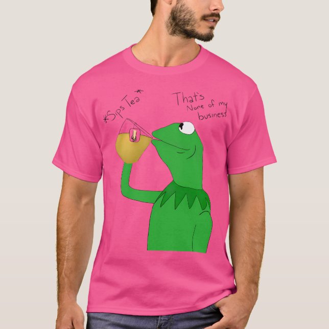 Kermit the Frog Drinking Tea T Shirt (Framsida)