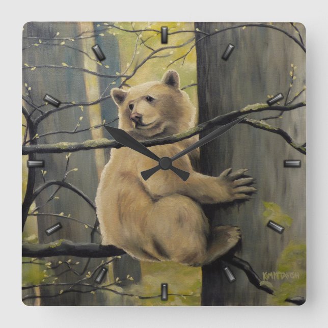 Kermode Bear Clock Bear Art Wall Closer Bear Decor Fyrkantig Klocka (Framsida)