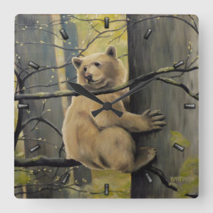 Kermode Bear Clock Bear Art Wall Closer Bear Decor Fyrkantig Klocka