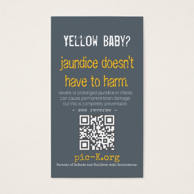 Kernicterus Prevention Card Visitkort (Framsidan)