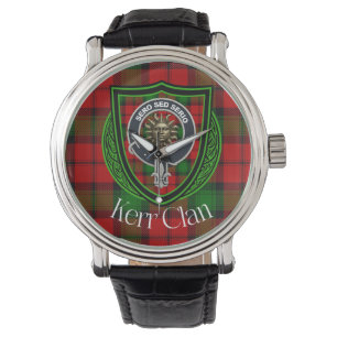 Kerr skotsk klan tartan och vapensköld armbandsur