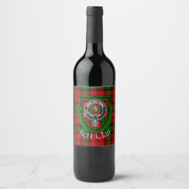 Kerr skotsk klan tartan och vapensköld vinflaska etikett