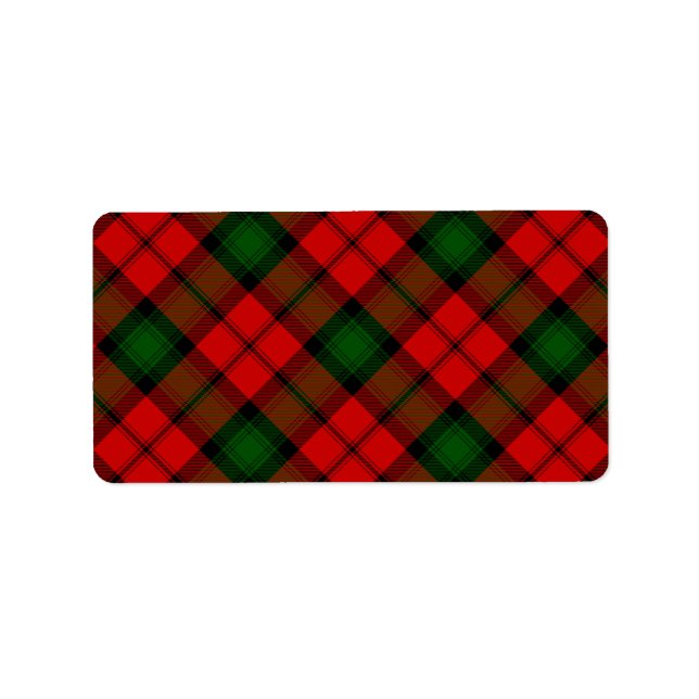 Kerr tartan Red grönt plaid Adressetikett (Framsidan)