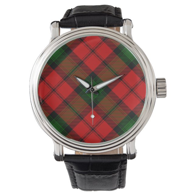Kerr tartan Red grönt plaid Armbandsur (Framsida)
