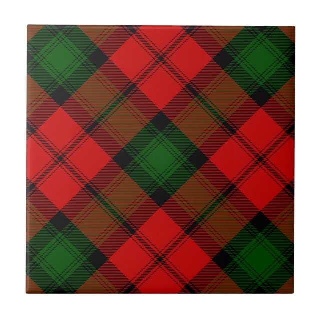 Kerr tartan Red grönt plaid Kakelplatta (Framsidan)