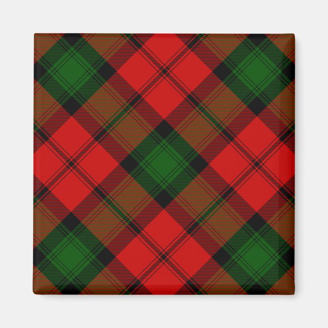 Kerr tartan Red grönt plaid Magnet (Framsidan)