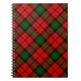Kerr tartan röd grön rutig anteckningsbok med spiral
