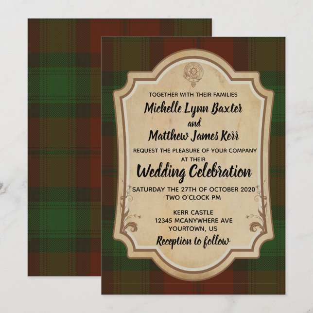 Kerr Tartan Wedding bjudande Inbjudningar (Fram/baksida)