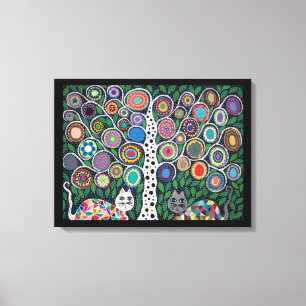 Kerri Ambrosino Art Canvas Livets träd Cats