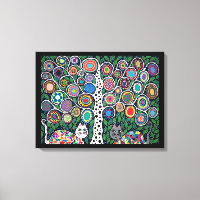 Kerri Ambrosino Art Canvas Livets träd Cats (Framsida)